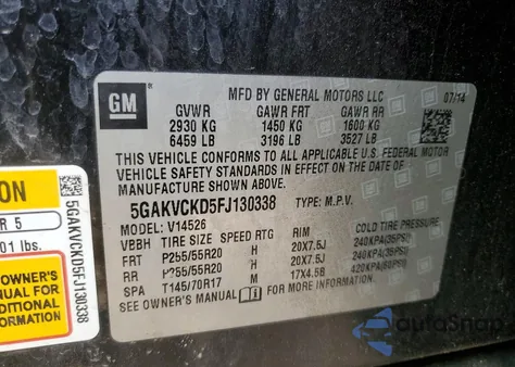 2015 Buick Enclave из США, поврежденный, VIN 5GAKVCKD5FJ130338